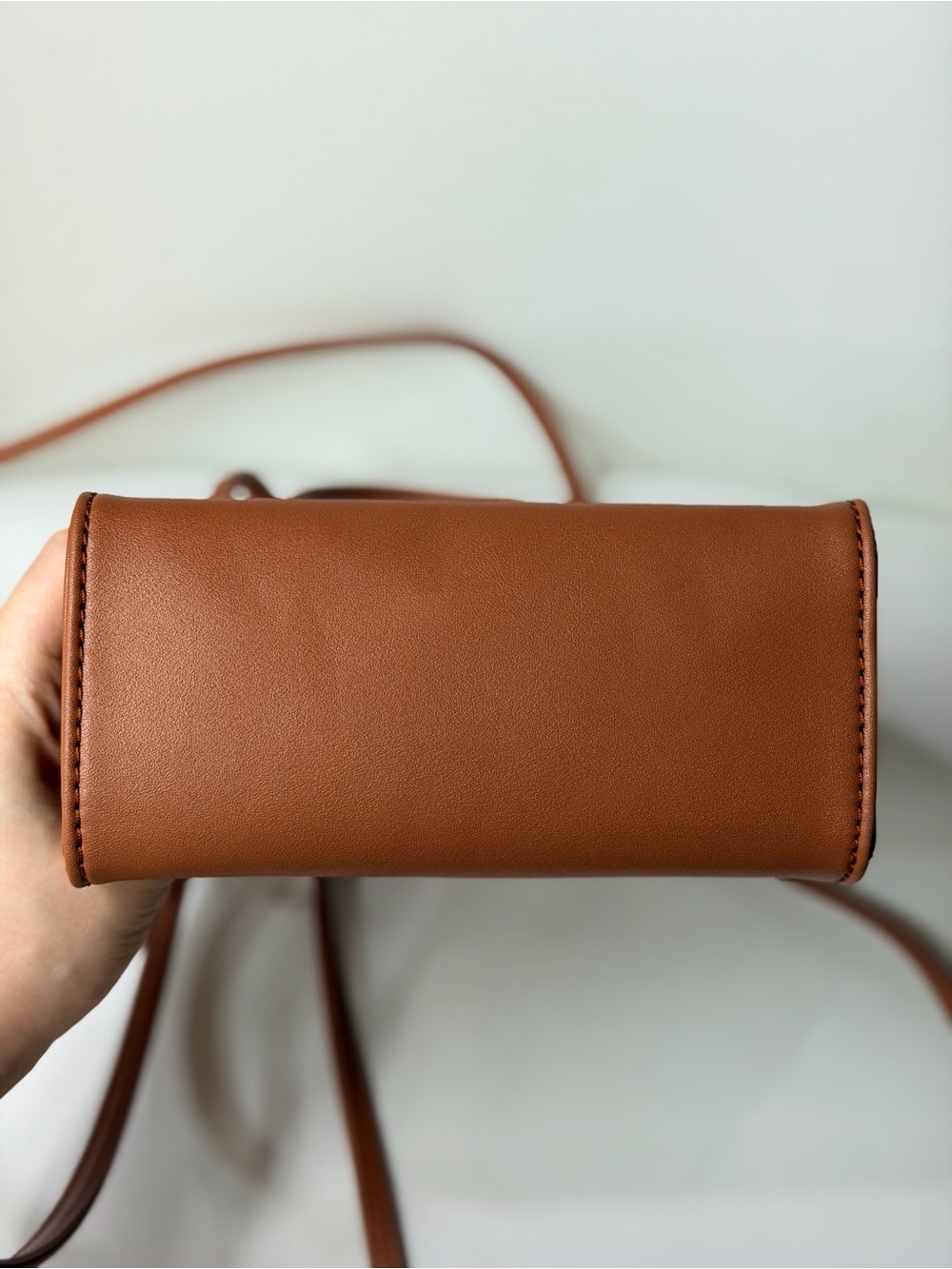 NWOT Telfar Mini Unisex Leather Crossbody Shoulder Handheld Tan Brown Embossed - Picture 7 of 9